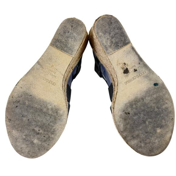 Andre Assous Josie Silver Strappy Slip-On Espadrille Wedge Heels Sandals Size 6 - Picture 4 of 6